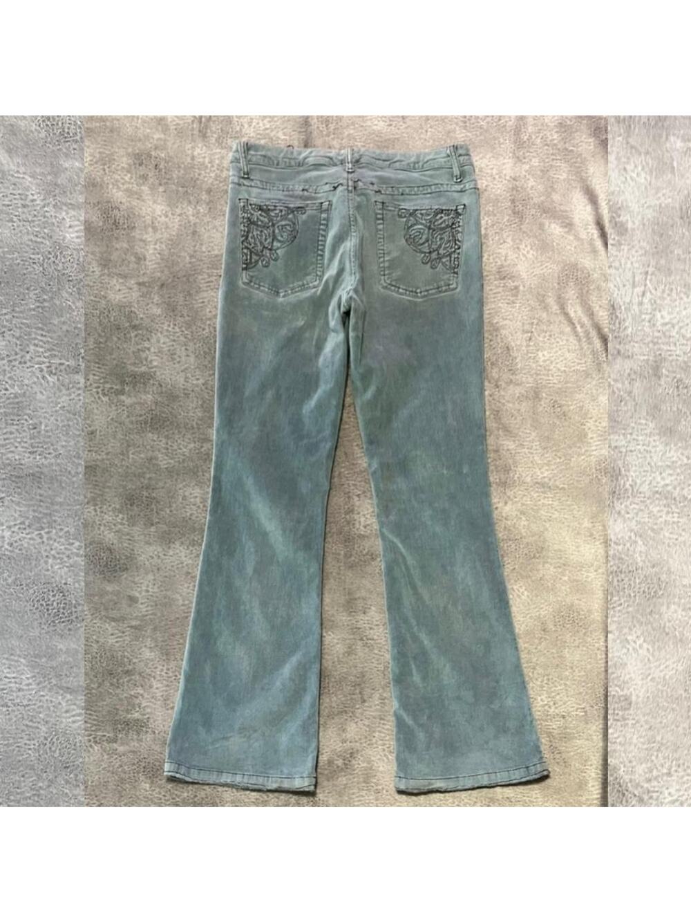 Y2k pure color corduroy baby blue pants